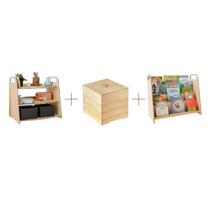 3-in-1 Montessori Toy Shelves – Bookshelf, Toy Shelf & Lego Sorter - KiddoLux