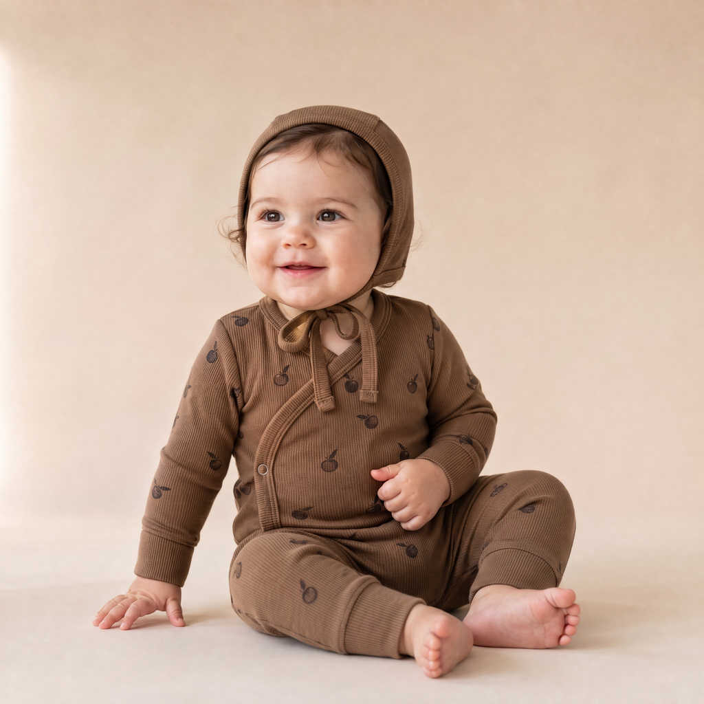 Organic Kimono Onesie & Pants Set - Apple
