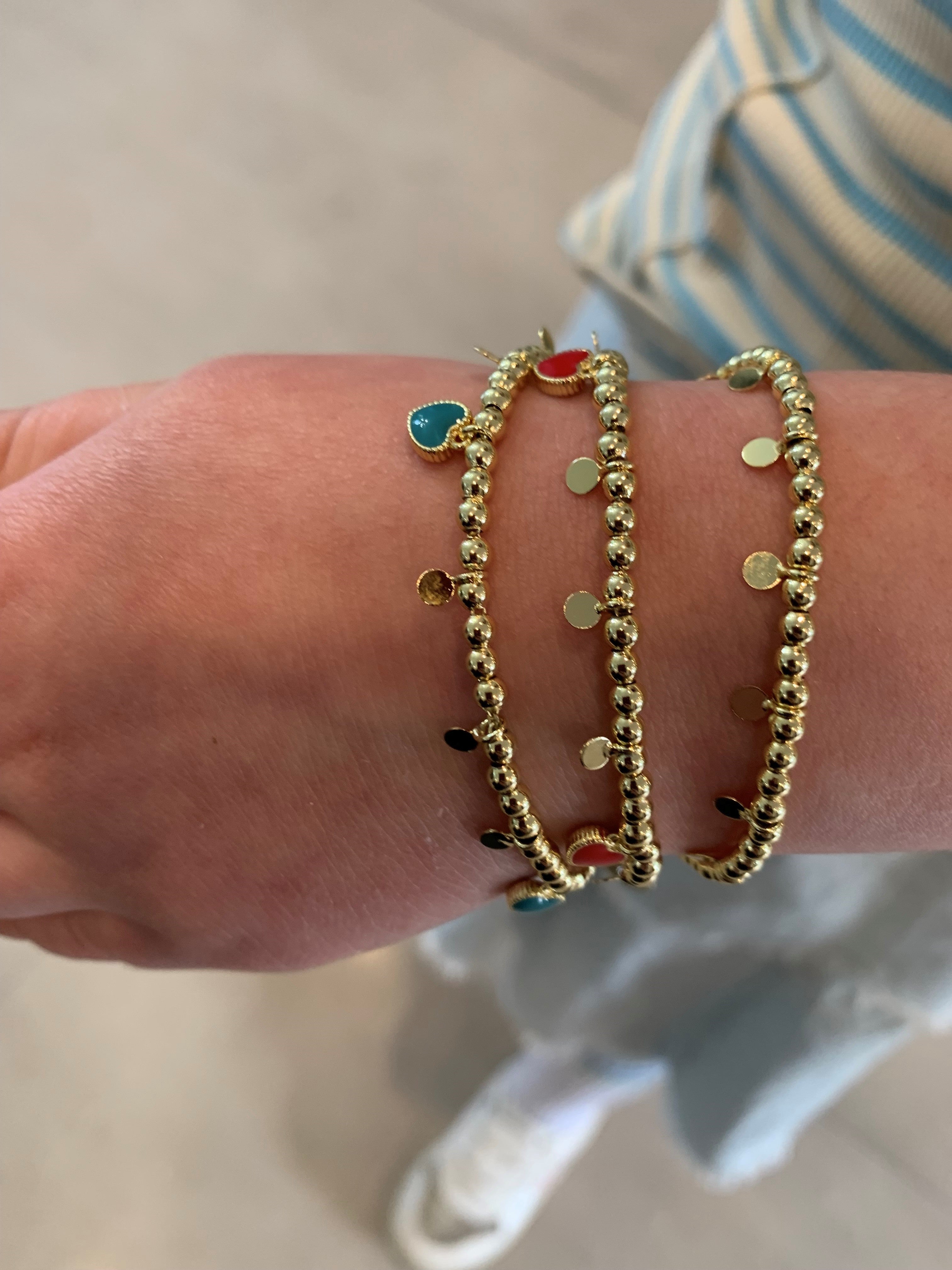LMTS Classic! Bead & Disc Dangles  Hearts Bracelet