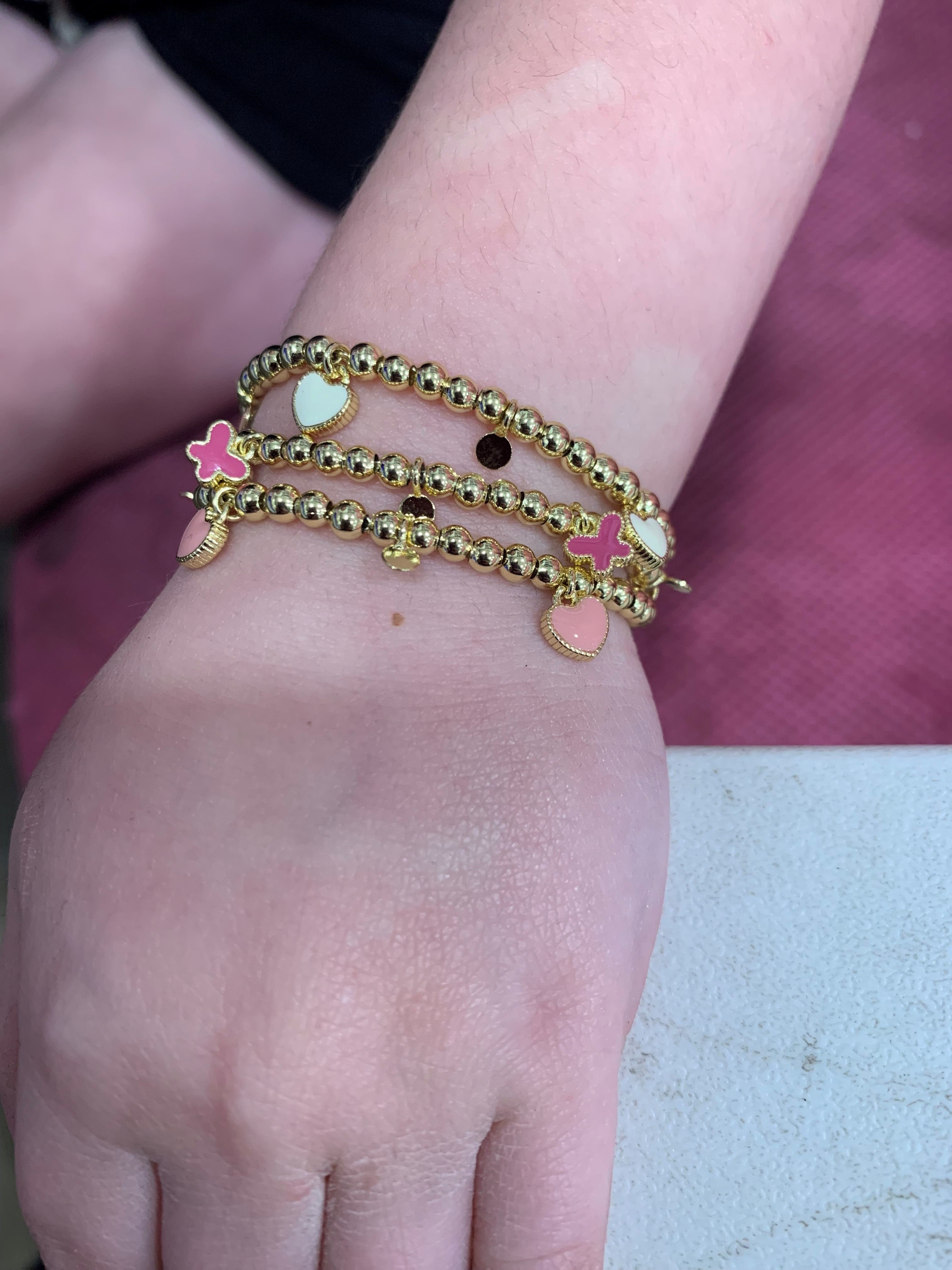 LMTS Classic! Bead & Disc Dangles  Hearts Bracelet