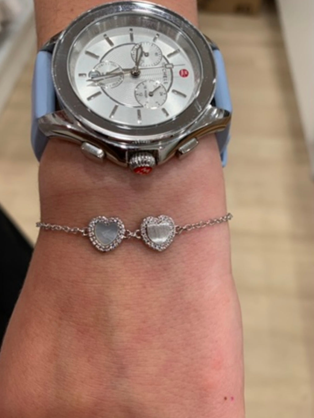 LMTS Classic! Cz Framed Heart Chain Bracelet
