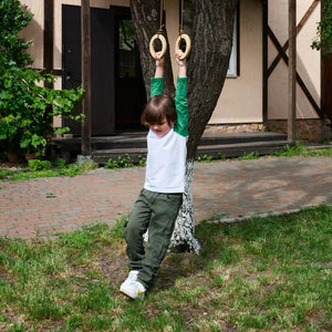 Wooden Gymnastic Rings for Kids – Indoor Climbing Fun - KiddoLux