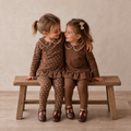 Organic Collar Peplum Top Set of 2 - Chestnut Bloom + Brown