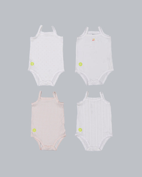 Baby Girl Sleeveless 4pc Onesie Set
