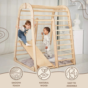 Indoor Wooden Kids Playground – Montessori Active Play for Children - KiddoLux