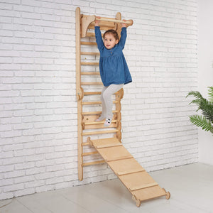 5-in-1 Wooden Swedish Climbing Wall – Montessori Ladder for Kids - KiddoLux