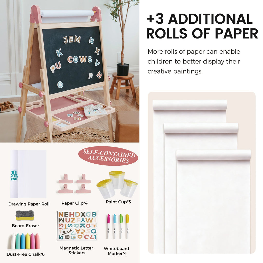 Tiny Land® Pink Magnitales Easel & Paper Roll Set