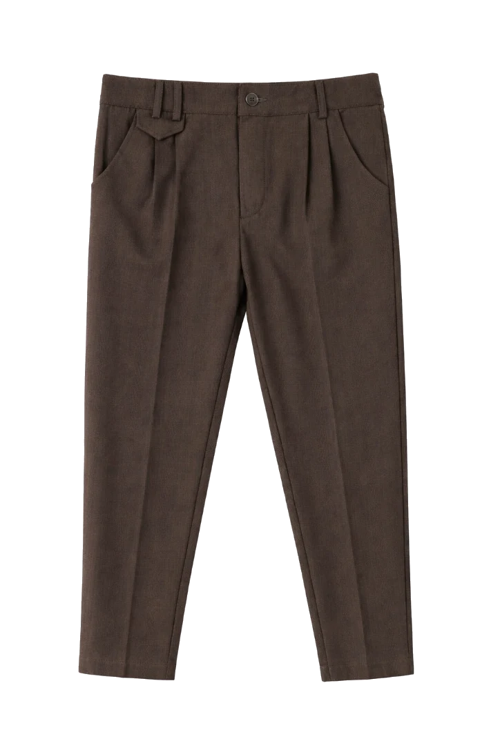 Elliot Tartan Slim Stretch Pants - Brown