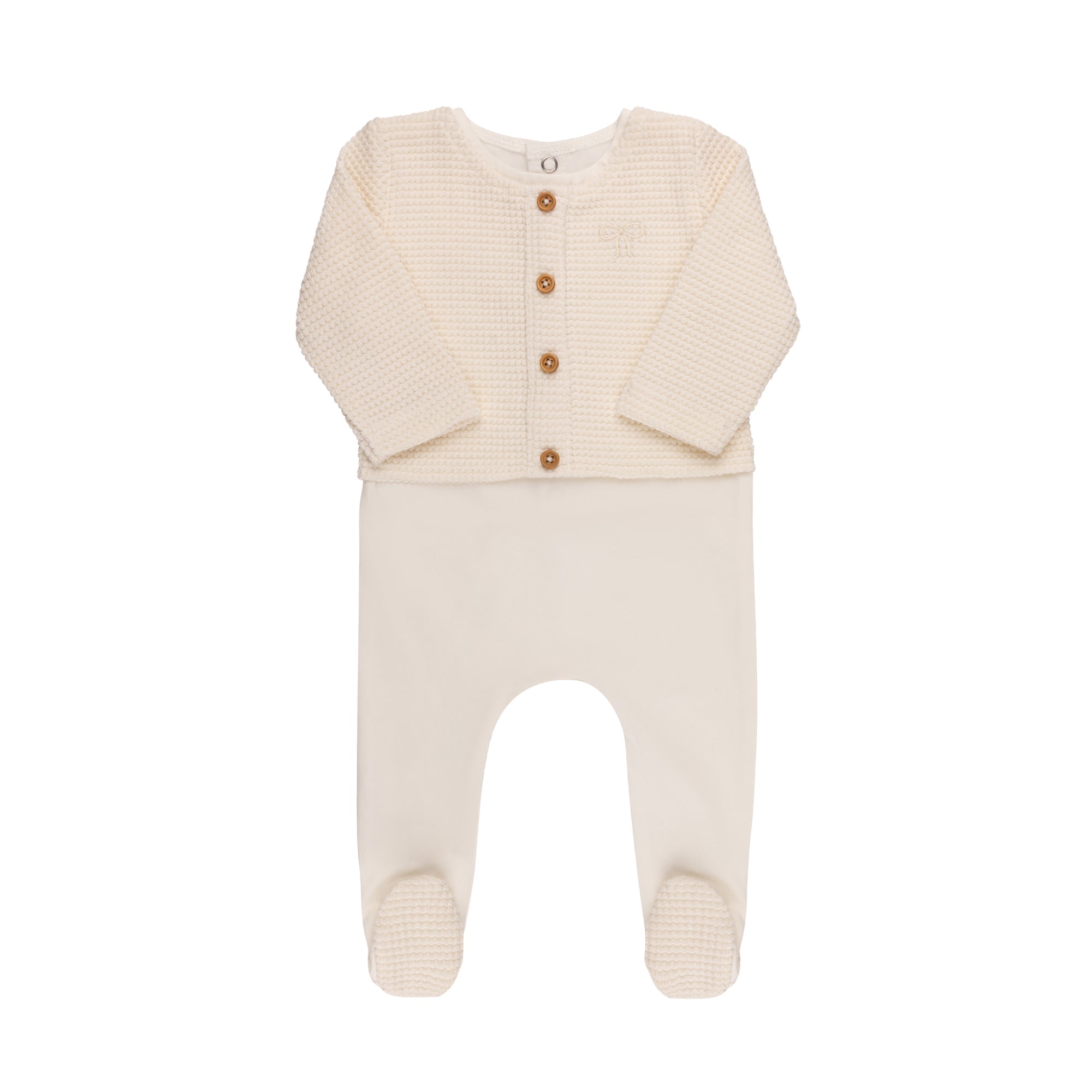 Faux Cardigan Footie & Hat (cotton edition)