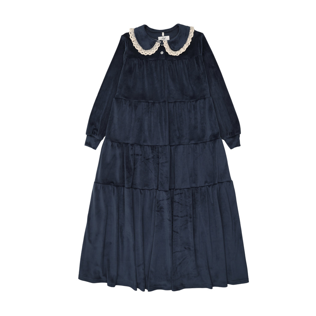 Velour Maxi Robe- Navy
