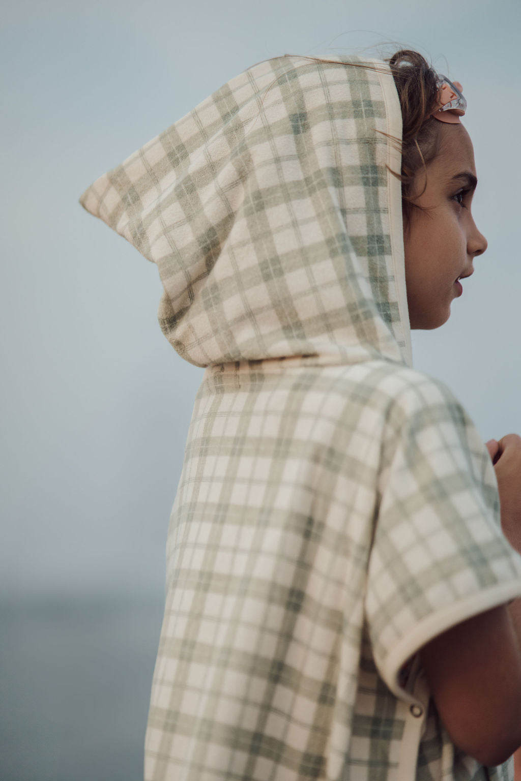 Bathing  Towel Poncho | Organic Cotton - Fern Plaid