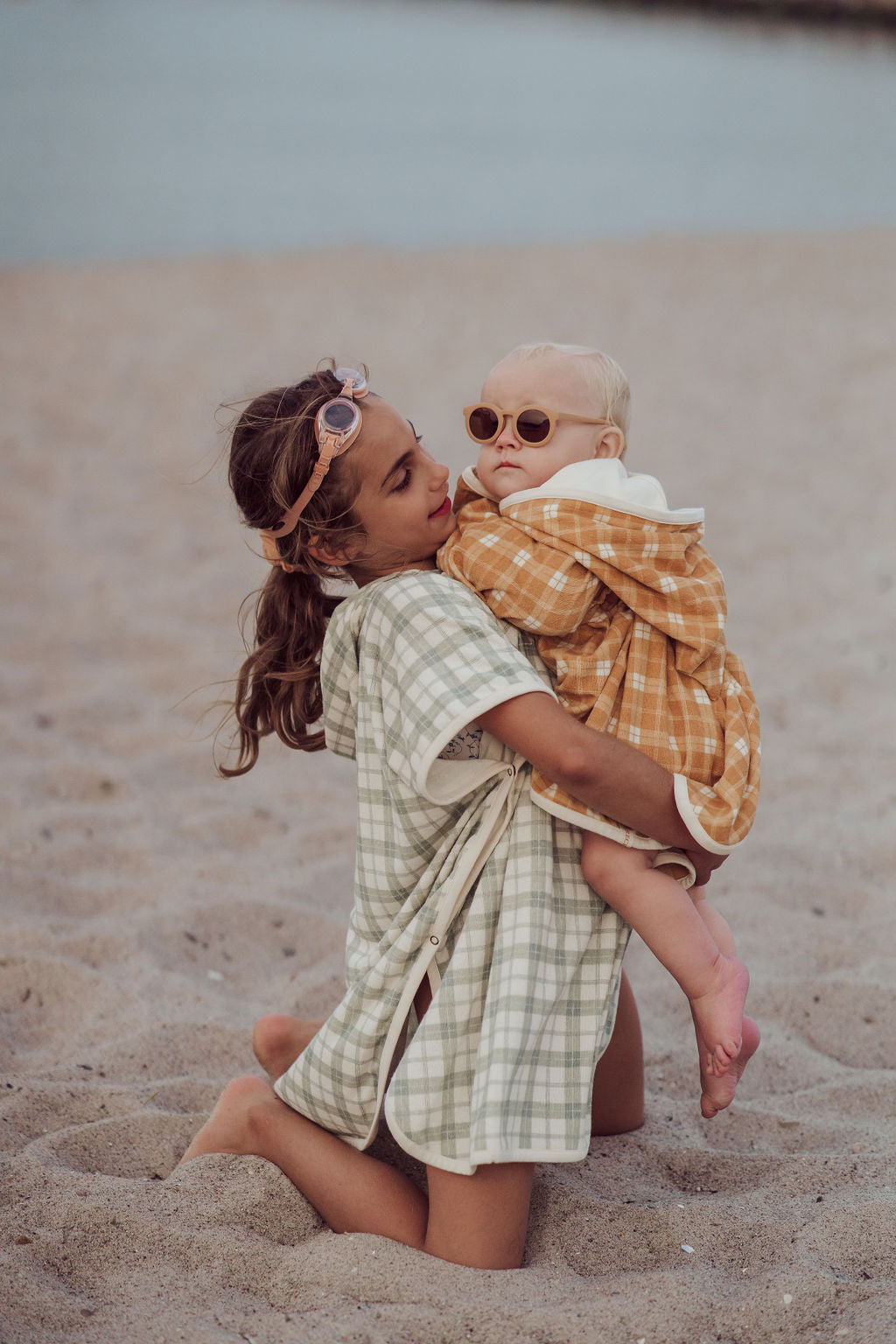 Bathing  Towel Poncho | Organic Cotton - Fern Plaid