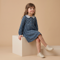 Organic Collared Dress - Indigo Blossom