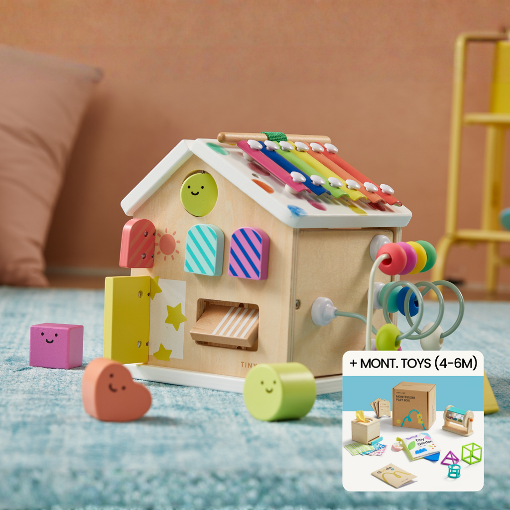 Brain & Hands Playset — Montessori Box (4–6 Months) + Activity Cube