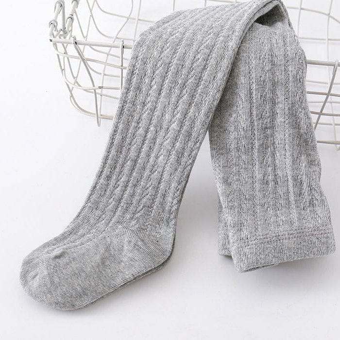 Little Bug Cable Knit Tights in Heather Gray
