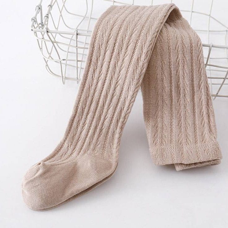 Little Bug Cable Knit Tights in Oatmeal