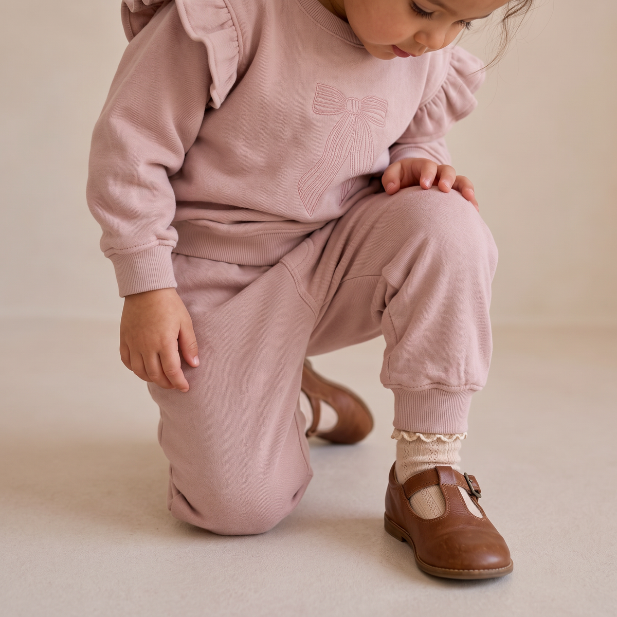 Organic Fleece Jogger Pants - Dusty Rose