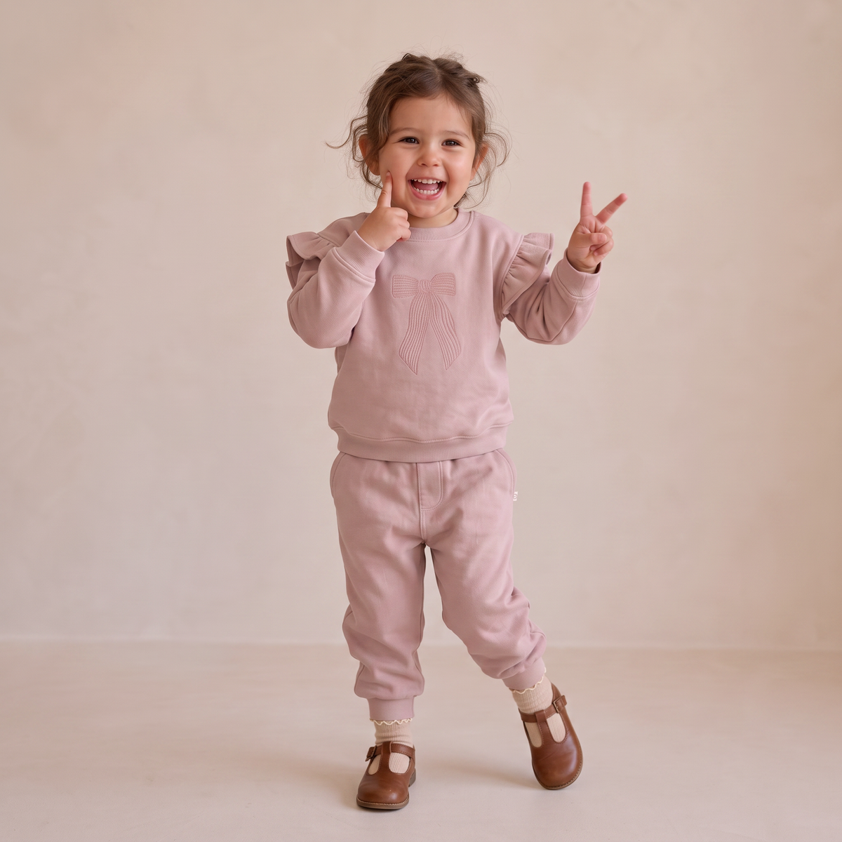 Organic Fleece Jogger Pants - Dusty Rose