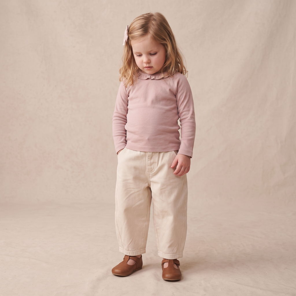 Organic Twill Barrel Pants - Oat