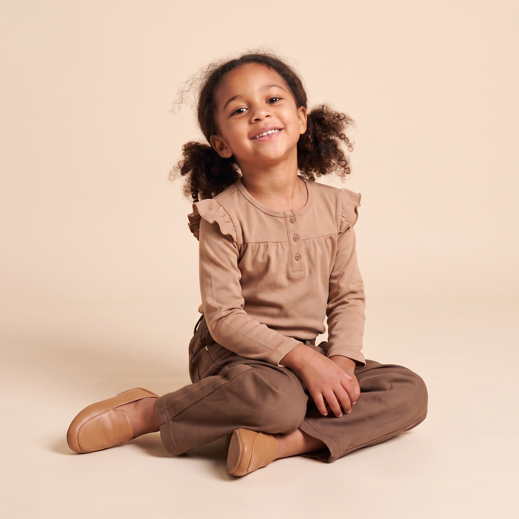 Organic Twill Barrel Pants - Brown