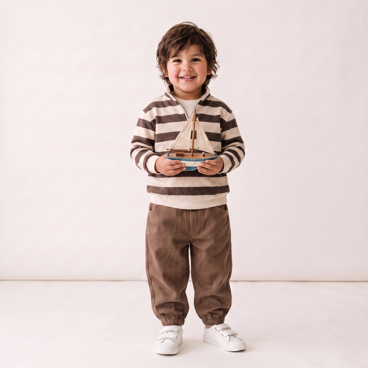 Organic Twill Joggers Pants - Brown