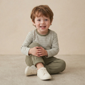 Organic Tee & Foldover Pants Set - Olive Stripes