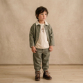 Organic Twill Button Jacket - Olive