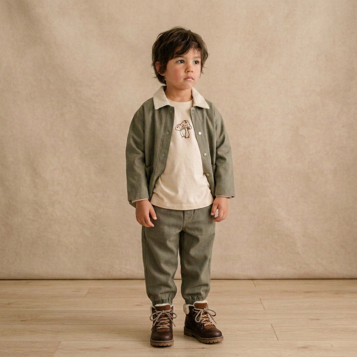 Organic Twill Button Jacket - Olive