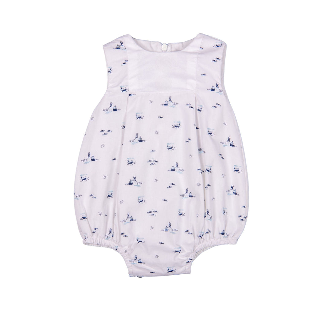 PETIT MARCEL | White Cotton Sailboat Print Shortie