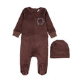 Logo Velour Footie-Brown/Blue