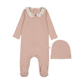 Printed Collar Footie-Blush
