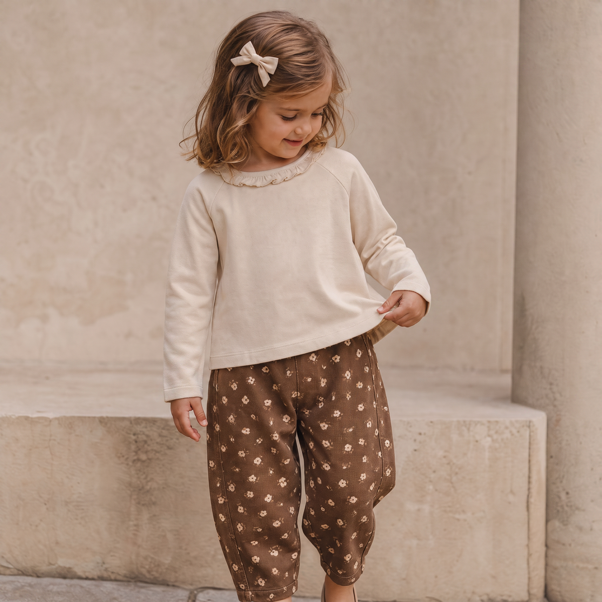 Organic Twill Barrel Pants - Primrose