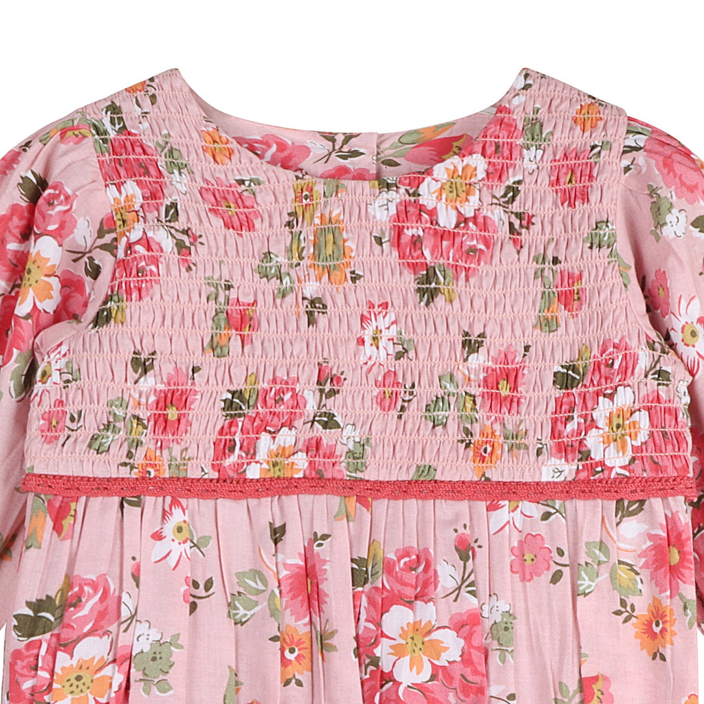 Rosy Breeze Smock Romper