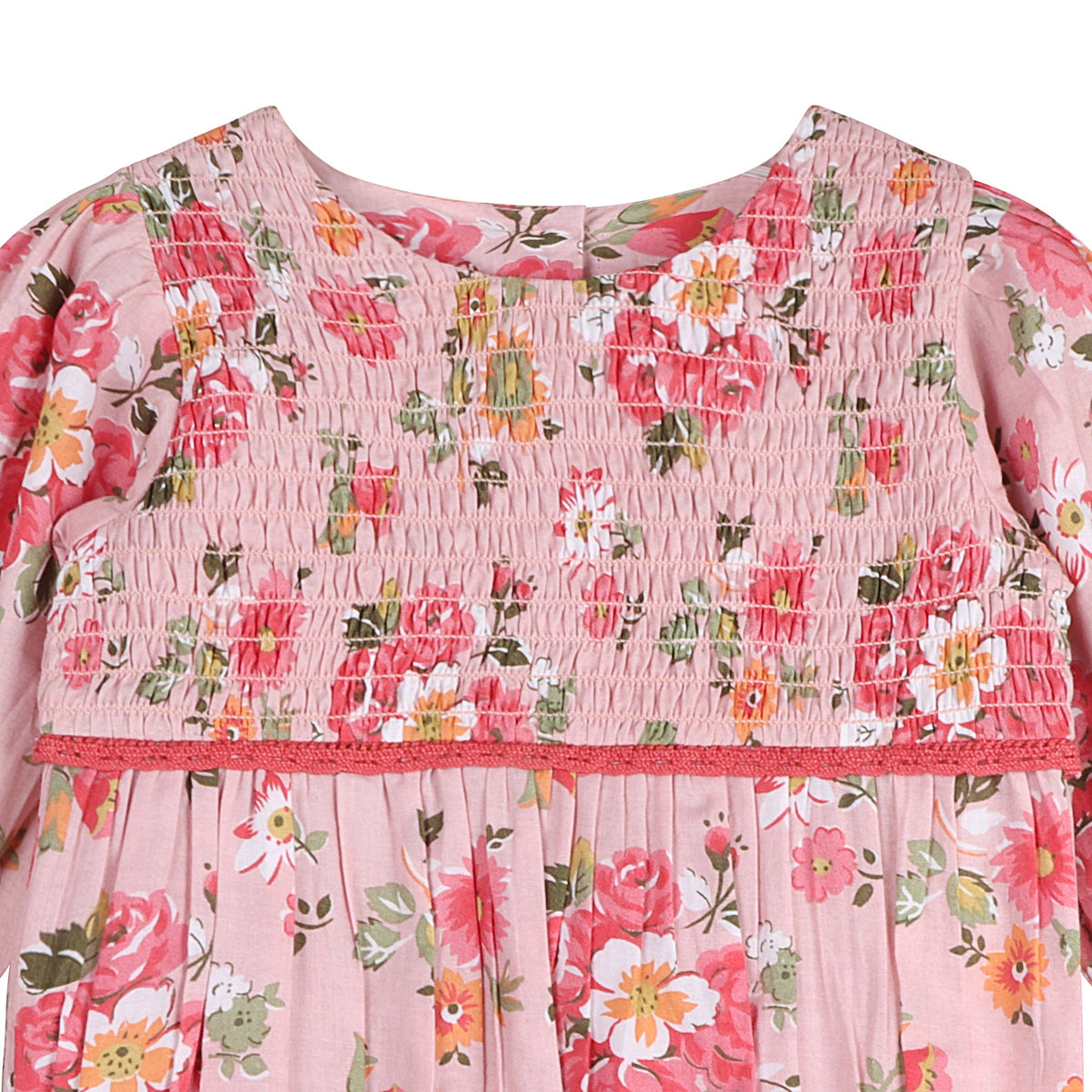 Rosy Breeze Smock Romper