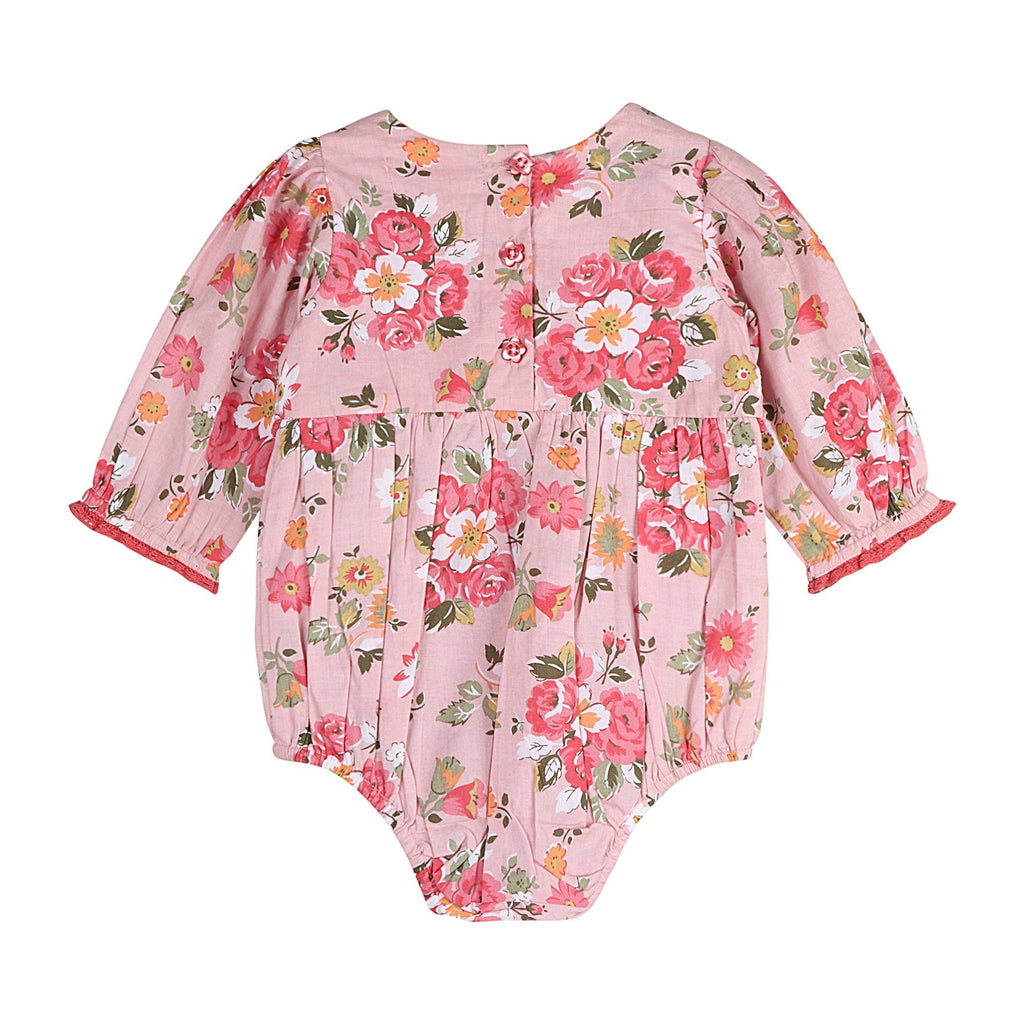 Rosy Breeze Smock Romper