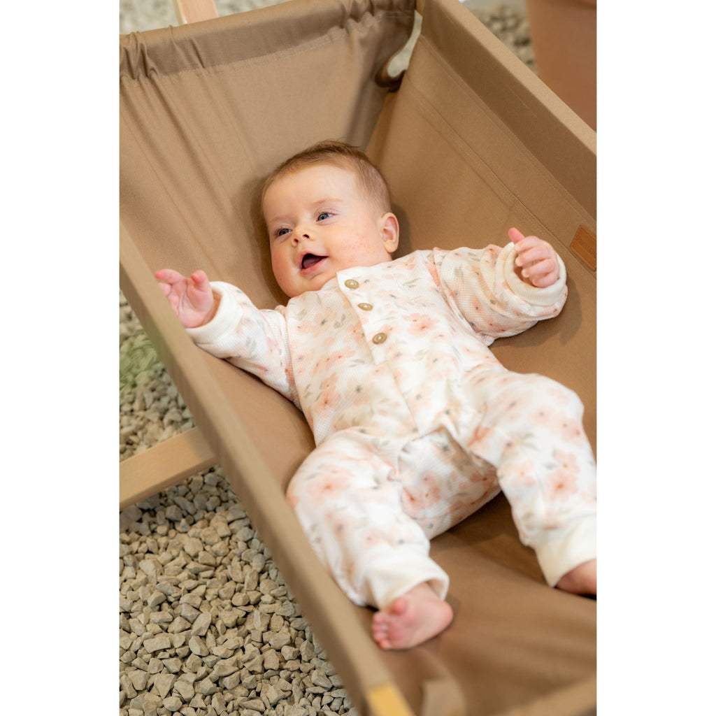 SOK | Baby Girls Ivory Waffle Cotton Floral Romper