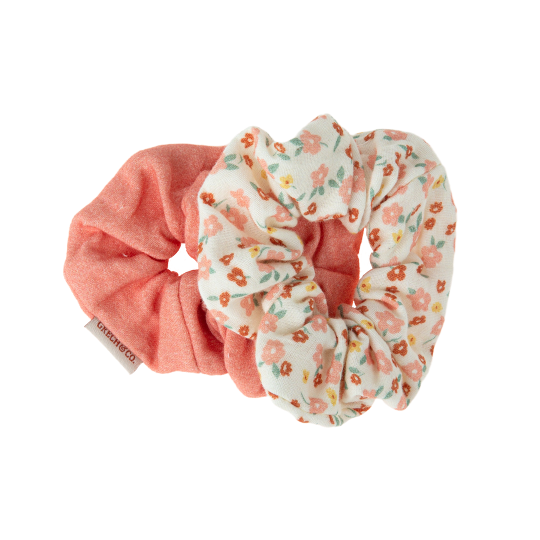 Hair Scrunchies  Set of 2 | Organic Cotton | Sunset Meadow