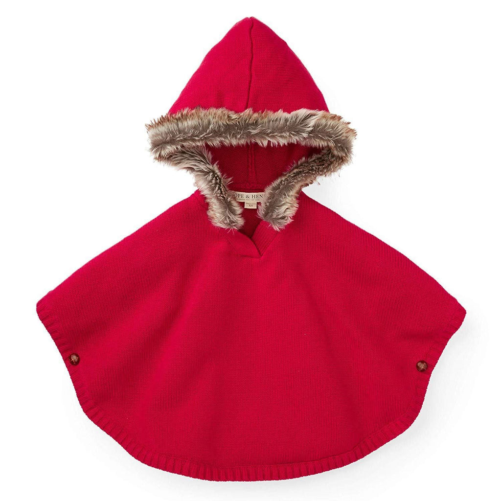 Sweater Cape with Faux Fur Hood