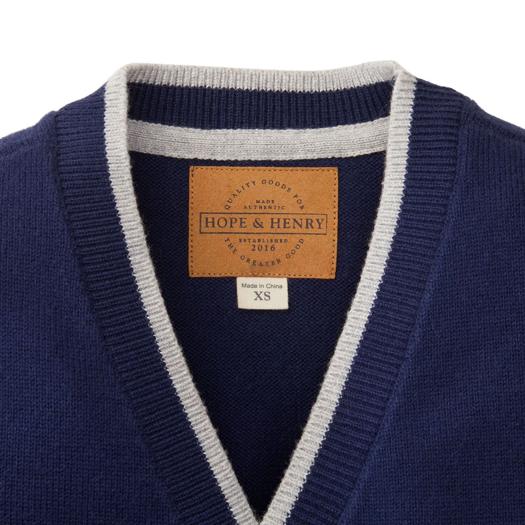 Tipped Organic Cardigan with Elbow Patches - Baby