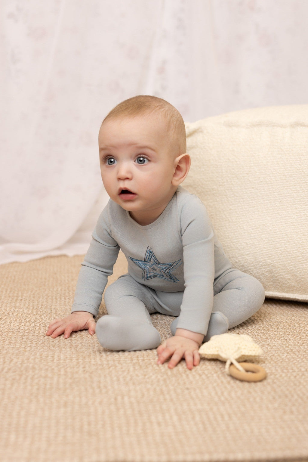 Embroidered Flower/Star Layette Set