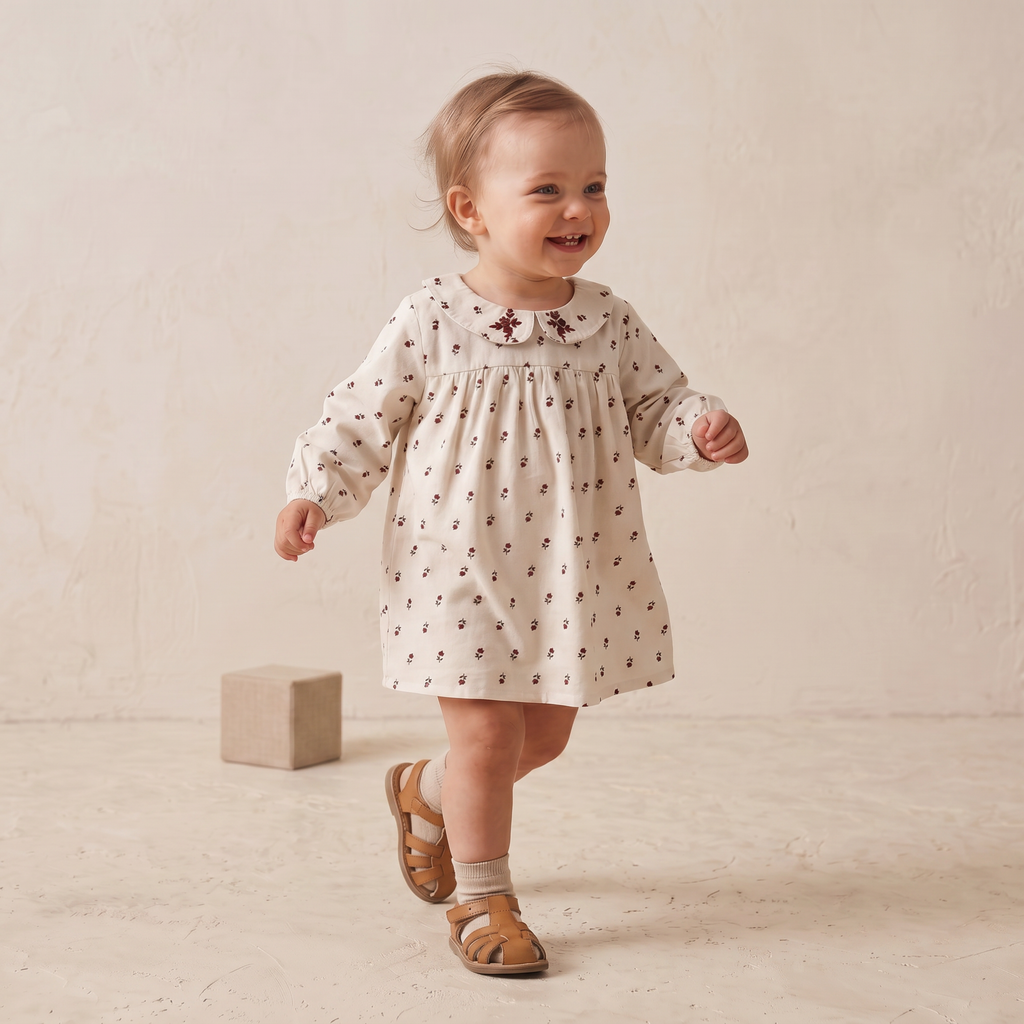 Organic Peter Pan Collar Dress - Forest Scatter