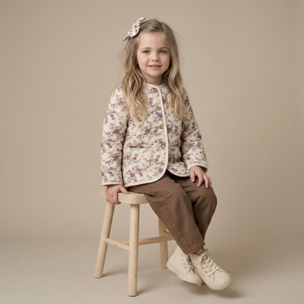 Organic Quilted Buttoned Jacket - Wildrose