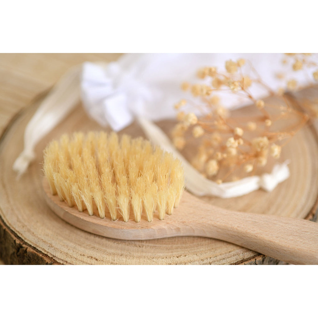 Beige Wooden Baby Hairbrush & Comb Set | Made in France